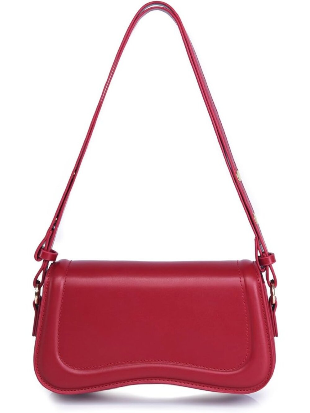 👜Women's B-Red PU Leather Tote Shoulder Handbag 2 Removable Straps Zipper Bag